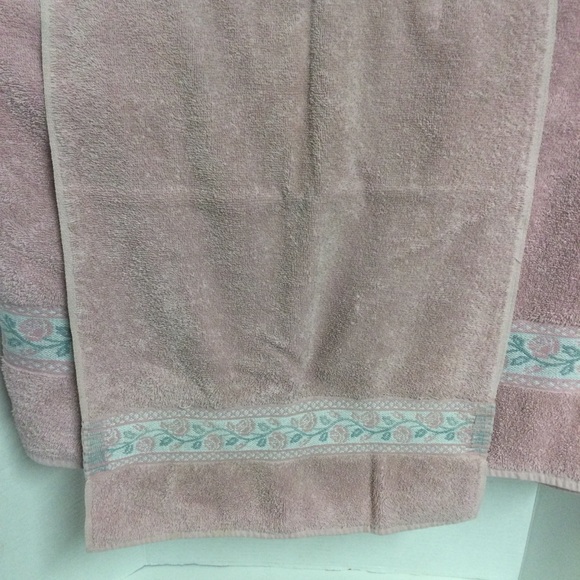 Fieldcrest Vintage 1990’s Pink Floral Strip Towel 6pc Set - Picture 5 of 13